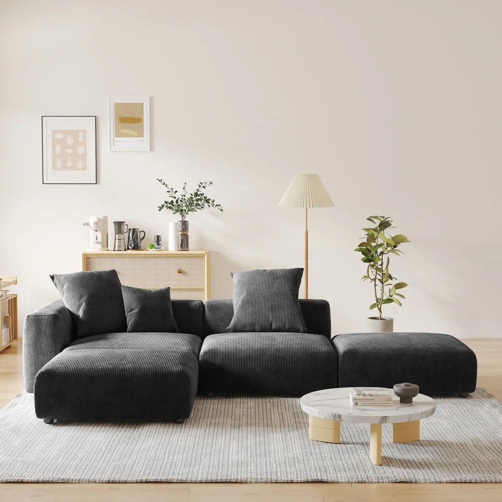 Corduroy Modular 6-Seater Daybed Sleeper Sectional Couch