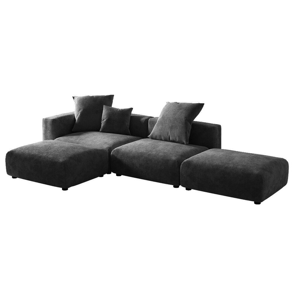 Corduroy Modular 6-Seater Daybed Sleeper Sectional Couch