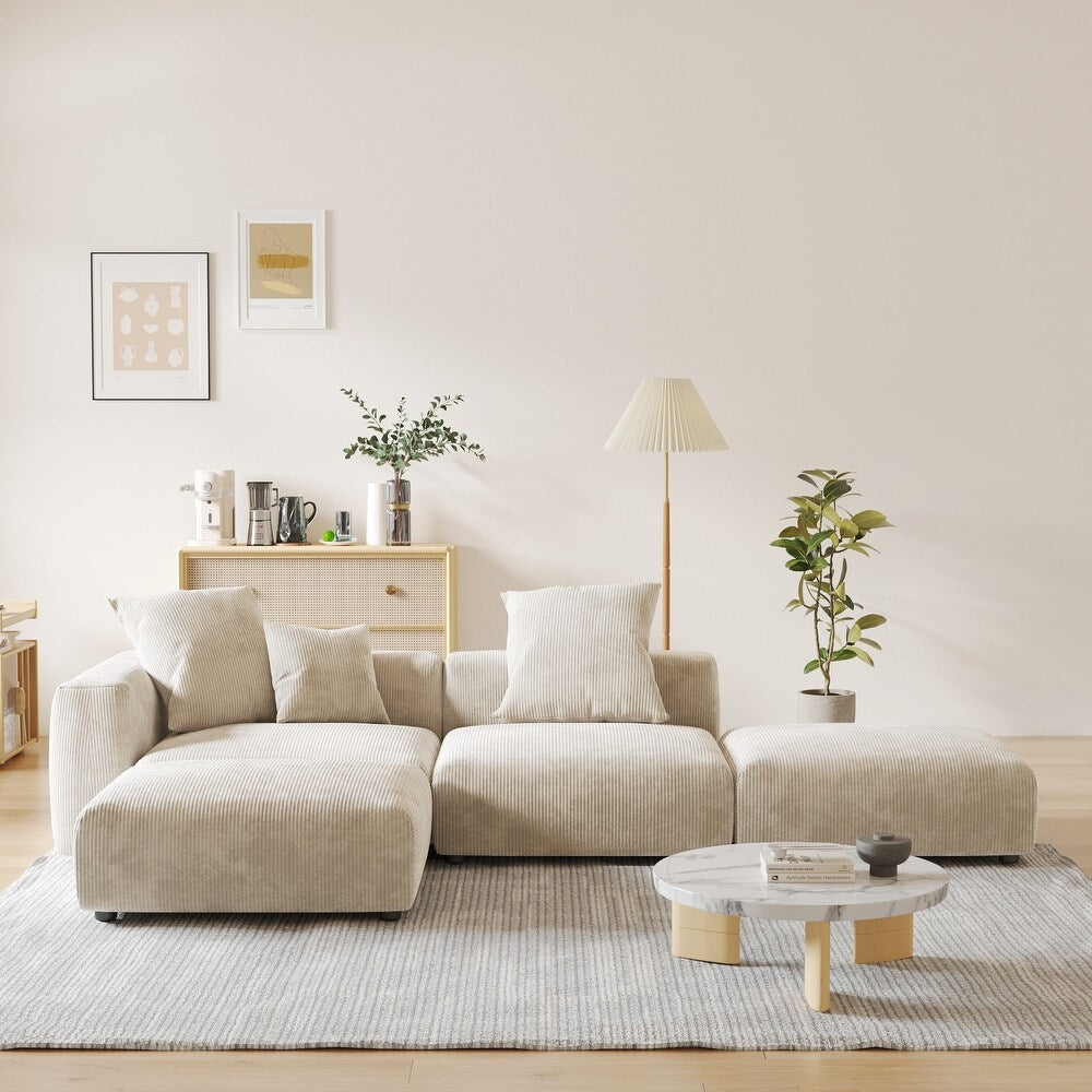 Corduroy Modular 6-Seater Daybed Sleeper Sectional Couch