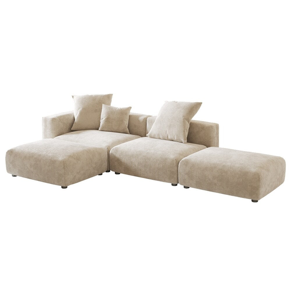 Corduroy Modular 6-Seater Daybed Sleeper Sectional Couch