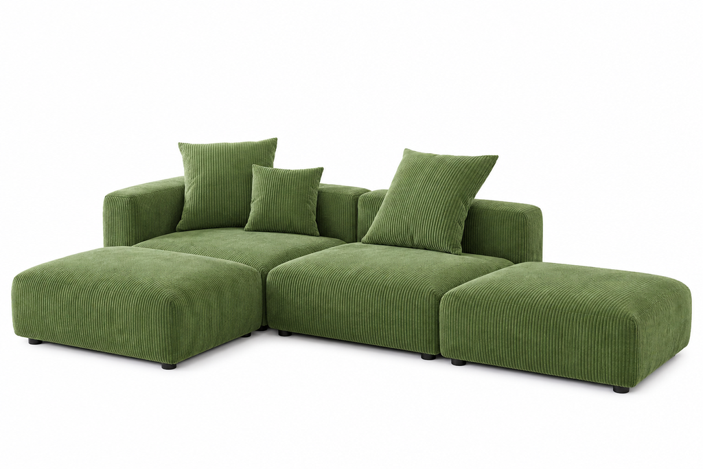 Corduroy Modular 6-Seater Daybed Sleeper Sectional Couch