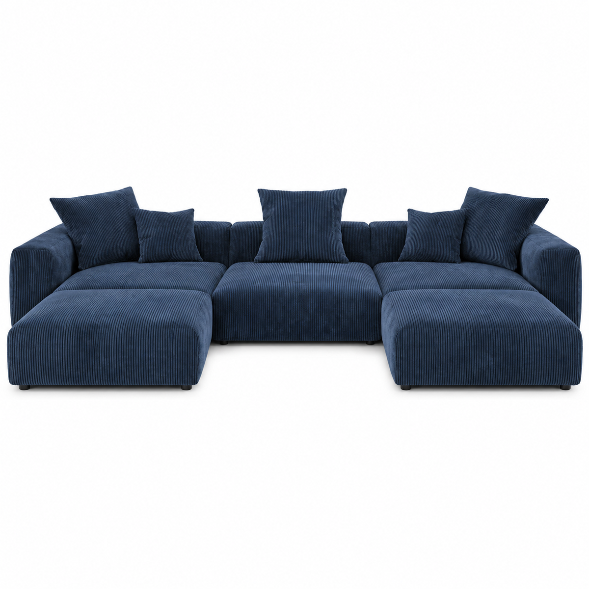 U-Shaped Corduroy Modular 8-Seater Sectional Couch With Ottomans