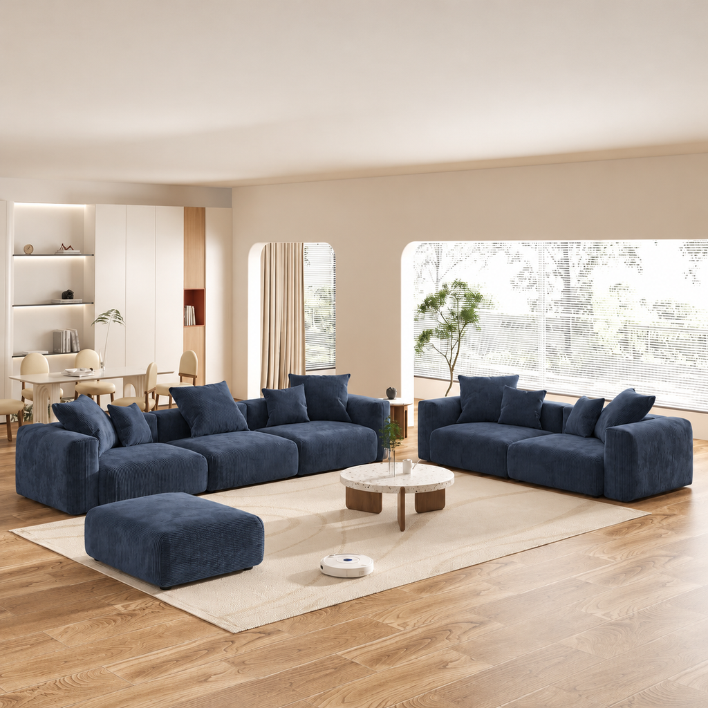 Corduroy Modular 10-Seater (Full Set) Sectional Couches