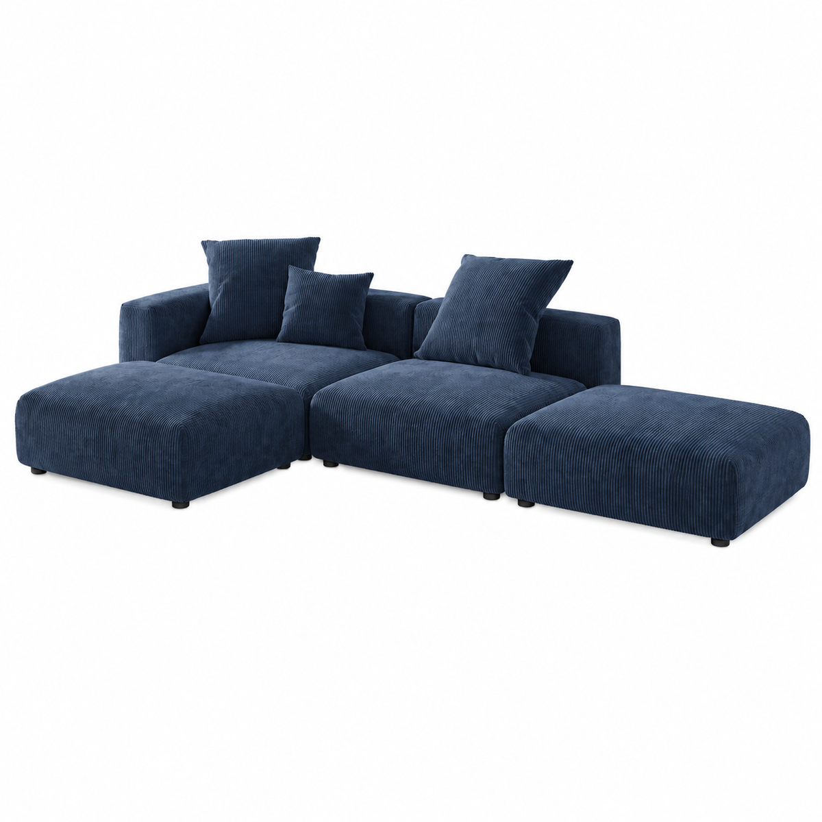 Corduroy Modular 6-Seater Daybed Sleeper Sectional Couch