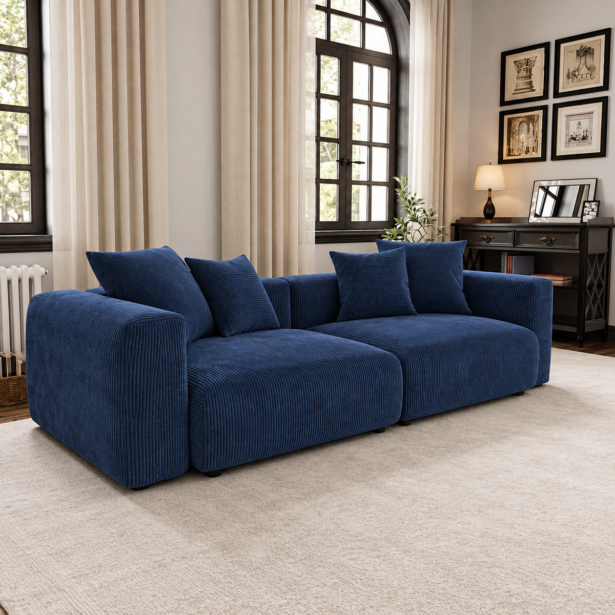 Corduroy Modular 3-Seater Sectional Couch