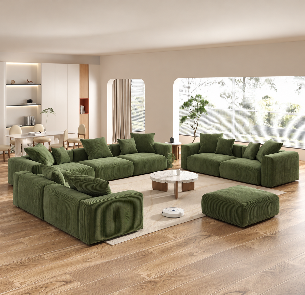 Corduroy Modular 13-Seater (Full Set) Sectional Couches