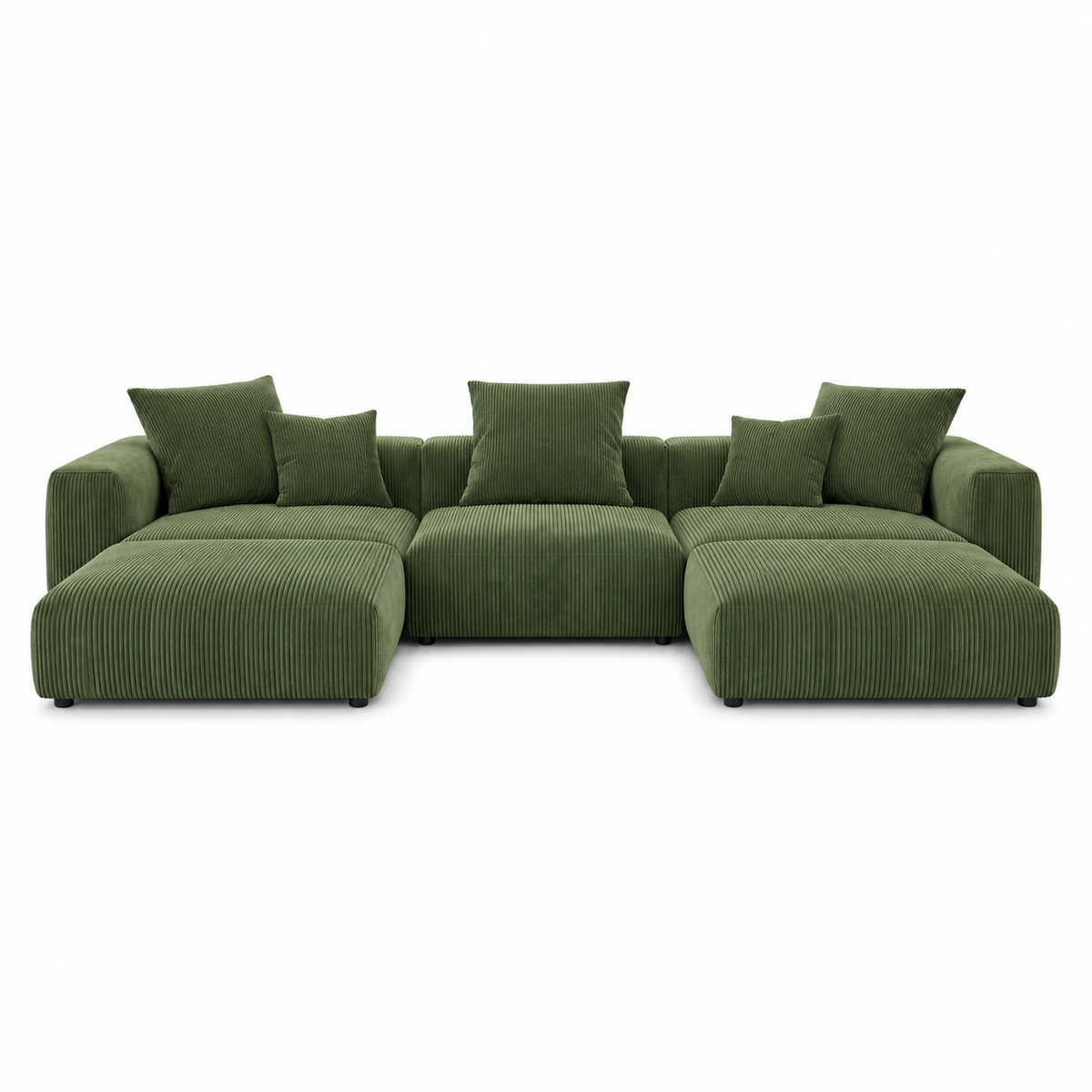 U-Shaped Corduroy Modular 8-Seater Sectional Couch With Ottomans