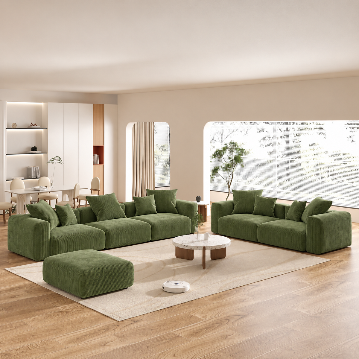 Corduroy Modular 10-Seater (Full Set) Sectional Couches