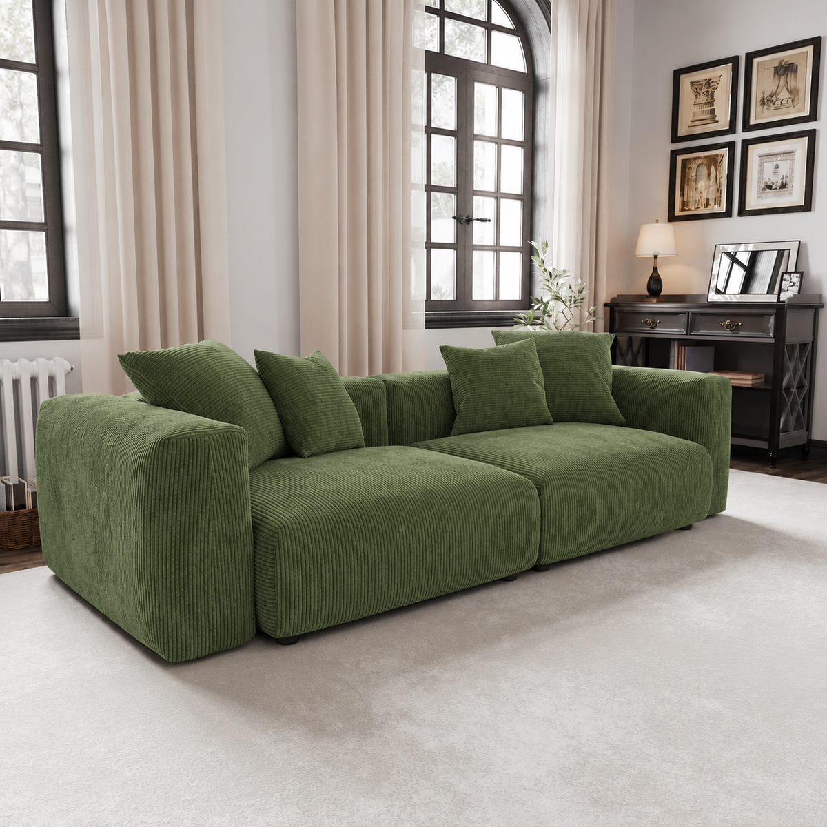 Corduroy Modular 3-Seater Sectional Couch